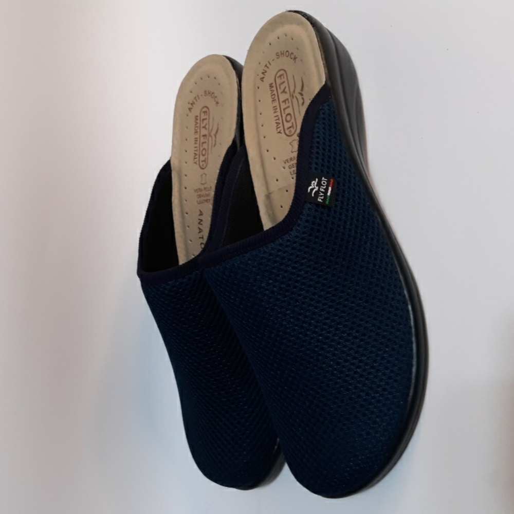 Fly Foot Anatomic Navy Blue Mesh Clogs Shoes size 41 / 9.5 Made in Italy